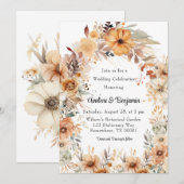 Rustikale Terracotta Blumenstrauß Einladung (Vorne/Hinten)