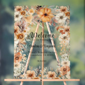 Rustikale Terracotta Blumenstrauß Herzlich Willkom Acrylschild (Neutral)