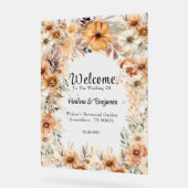 Rustikale Terracotta Blumenstrauß Herzlich Willkom Acrylschild (Winkel)