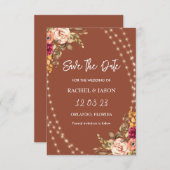 Rustikale Terracotta Blumenstrauß Save The Date (Vorne/Hinten)