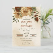 rustikale Terracotta Blumenzwiebelblüte botanische Einladung (Stehend Vorderseite)