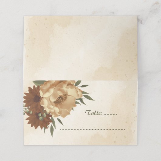 rustikale Terracotta Blumenzwiebelblüte botanische Platzkarte (Außenseite Aufgefaltet)