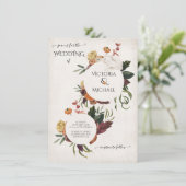 Rustikale Terracotta Boho Blumenwelten Hochzeit Einladung (Stehend Vorderseite)