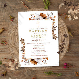 Rustikale Terracotta Boho Floral Moderne Taufe Einladung