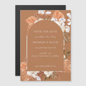 Rustikale Terracotta Boho Pampas Save the Date ang Magnetkarte (Vorne/Hinten)