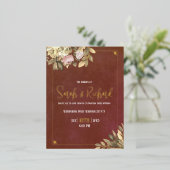 Rustikale Terracotta Botanical Boho Luxe Wedding Folie Einladungspostkarte (Stehend vorne)