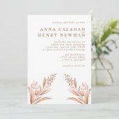 Rustikale Terracotta Botanische Blumenzehen Einladung (Stehend Vorderseite)