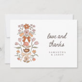 Rustikale Terracotta Bow & Blossom Wedding Dankeskarte (Vorderseite)