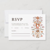 Rustikale Terracotta Bows und Blume Hochzeiten RSVP Karte (Vorderseite)