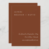 Rustikale Terracotta Burnt Orange Modern Gerettet Save The Date (Vorne/Hinten)