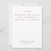 Rustikale Terracotta Burnt Orange Moderne Save The Date (Vorderseite)
