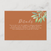 Rustikale Terracotta Burnt Orange Wedding Details Begleitkarte (Vorderseite)