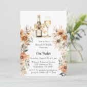 Rustikale Terracotta Creme Brunch & Bubbly Einladung (Stehend Vorderseite)