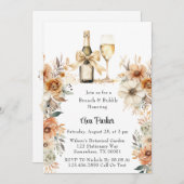 Rustikale Terracotta Creme Brunch & Bubbly Einladung (Vorne/Hinten)