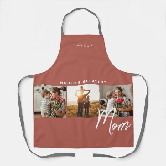 Rustikale Terracotta Drei Foto Kochen Schürze (Vorderseite)