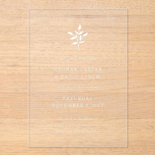 Rustikale Terracotta Einfache Moderne Botanische H Acryleinladungen (Vorderseite)