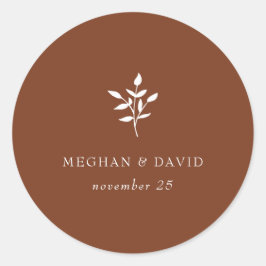 Rustikale Terracotta Einfache Moderne Botanische H Runder Aufkleber