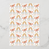 Rustikale Terracotta Erthy Rainbow Baby Dusche Gol Folieneinladung (Rückseite)