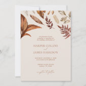 Rustikale Terracotta Floral Boho Herbsthochzeit Einladung (Vorderseite)