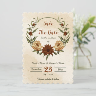 rustikale Terracotta floral botanisch Save The Date