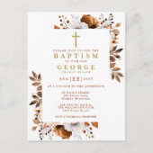 Rustikale Terracotta Floral Fall Taufe Postkarte (Vorderseite)