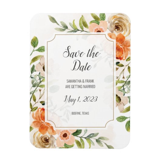 Rustikale Terracotta Floral Save the Date Magnet (Vertikal)