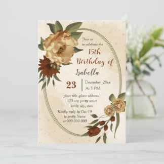 rustikale Terracotta floraler botanischer Geburtst Einladung