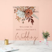 Rustikale Terracotta Florals Herbst Begrüßung Acrylschild (Hochzeit)
