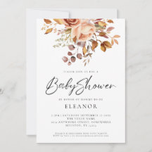 Rustikale Terracotta Florals Kinderdusche Einladun