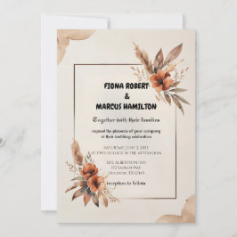 Rustikale Terracotta Florals & Pampas Grass Weddin Save The Date