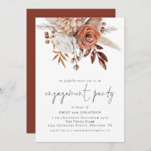 Rustikale Terracotta Florals Script Engagement Par