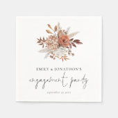 Rustikale Terracotta Florals Script Engagement Par Serviette (Vorderseite)