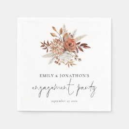 Rustikale Terracotta Florals Script Engagement Par Serviette