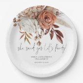 Rustikale Terracotta Florals Sie sagte ja Verlobun Pappteller (Vorderseite)