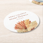 Rustikale Terracotta getrocknete Palmblättrige Hoc Runder Pappuntersetzer (Angewinkelt)