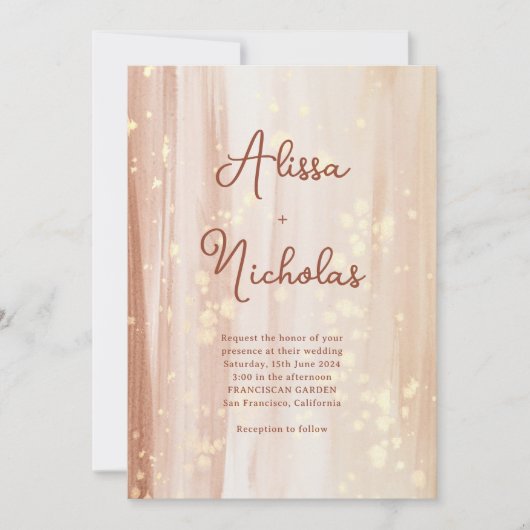 Rustikale Terracotta Gold Wasserfarbe & Skript Hoc Einladung (Vorderseite)