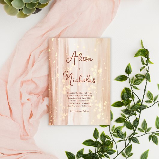 Rustikale Terracotta Gold Wasserfarbe & Skript Hoc Einladung