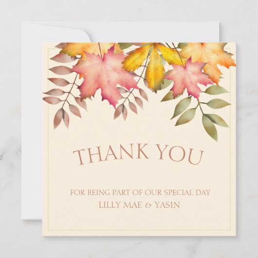 Rustikale Terracotta Herbst Herbst Leaves Wedding Dankeskarte (Vorderseite)