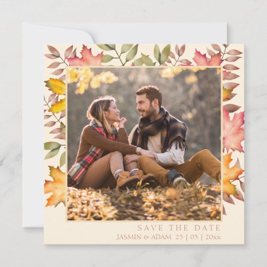 Rustikale Terracotta Herbst Herbstausaves Foto Hoc Save The Date (Vorderseite)