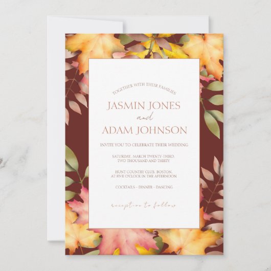 Rustikale Terracotta Herbstliche Herbstlaube Hochz Einladung (Vorderseite)