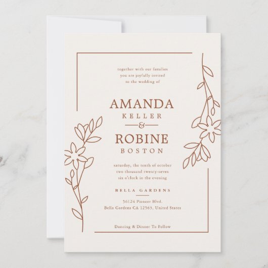 Rustikale Terracotta Hochzeit Einladung (Vorderseite)