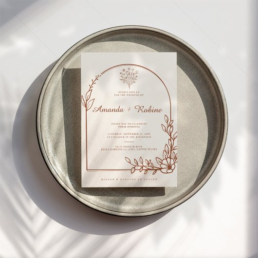 Rustikale Terracotta Hochzeit Einladung