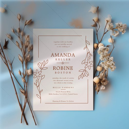 Rustikale Terracotta Hochzeit Einladung