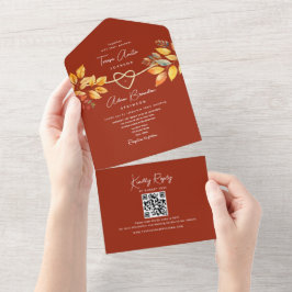 Rustikale Terracotta-Hochzeit im Herbst All In One Einladung