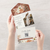 Rustikale Terracotta Hochzeit im Herbst All In One Einladung (Abreißen)