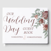 Rustikale Terracotta-Hochzeit mit Blumen und Blätt Gästebuch (Vorderseite)