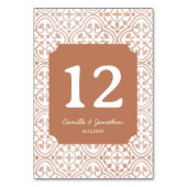 Rustikale Terracotta Hochzeitstichtafel Tischnummer (Vorderseite)