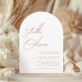 Rustikale Terracotta Kalligrafie Details Hochzeit Einladung