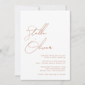 Rustikale Terracotta Kalligrafie Details Hochzeit Einladung (Vorderseite)