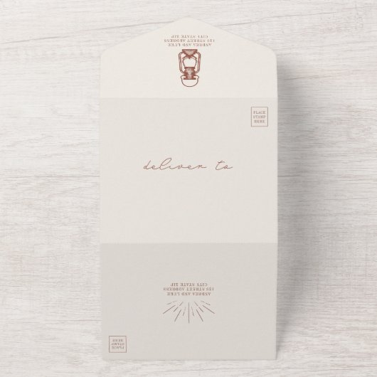 Rustikale Terracotta Lantern UAWG Wedding All In One Einladung (Außenbereich)